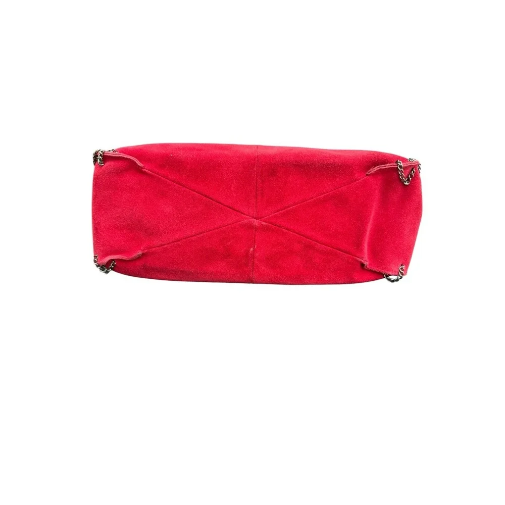 Laura Biagiotti‎ Satchel Bag Womens Medium Red Good Vintage Suede Chain